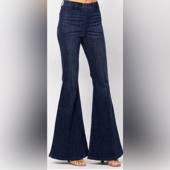 Judy Blue Pull On Super Flare Jean Dark Wash size 13/31 Great condition ! - Picture 13 of 16